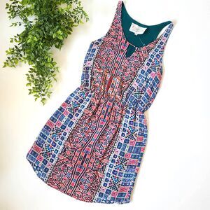 Rory Beca Silk Geometric Print Sleeveless Mini Dress Size Medium